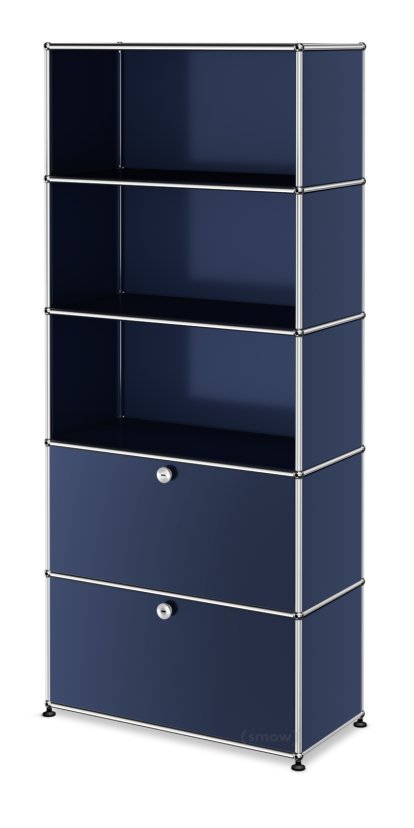 Étagère à dossiers USM Haller 2 portes battantes, Bleu acier RAL 5011