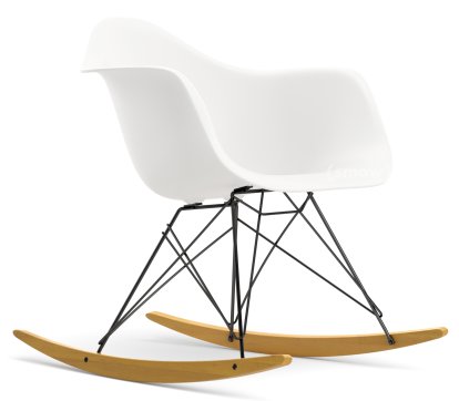 Fauteuil Eames Plastic Armchair RE RAR, Blanc non-RE, Revêtement basic dark, Érable nuance de jaune