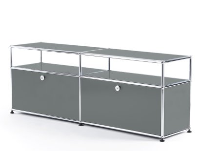 Meuble TV USM Haller avec réhausse, Gris moyen RAL 7005