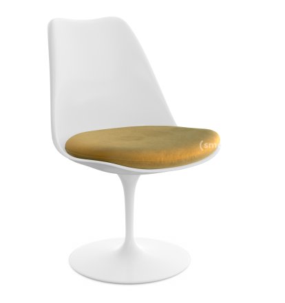 Chaise Tulip Saarinen, Rotatif, Coussin d'assise, Blanc, Gold (Eva 154)