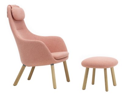 Fauteuil HAL Lounge Chair, Tissu Dumet rose pâle/corail, Avec repose-pieds