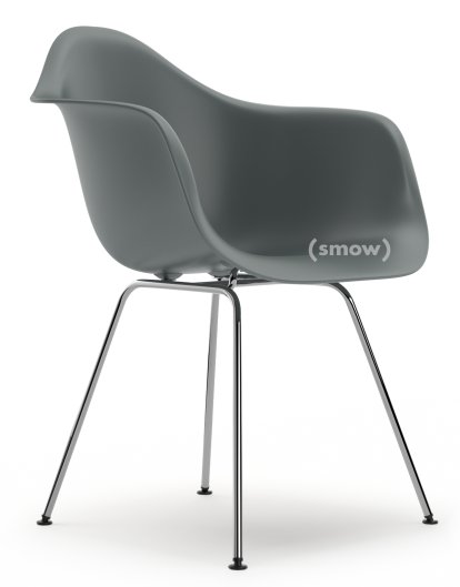 Eames Plastic Armchair RE DAX, Gris granit, Sans rembourrage, Sans rembourrage, Version standard - 43 cm, Chromé