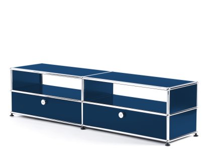 Meuble TV USM Haller avec portes coulissantes, Bleu acier RAL 5011