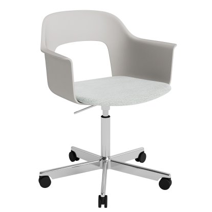 Chaise pivotant Layout 243 avec accoudoirs et assise rembourrée, Gris ciel / Mode 001, Aluminium poli
