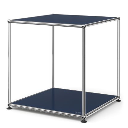 Table d'appoint USM Haller 50 haute, Panneaux inférieur et supérieur en métal, Bleu acier RAL 5011