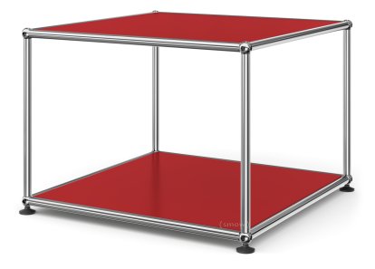 Table d'appoint 50 USM Haller, Panneaux inférieur et supérieur en métal, Rouge rubis USM
