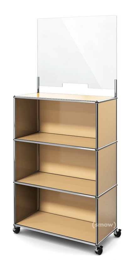 Comptoir USM Haller M avec écran de sécurité, Beige USM, Avec roulettes