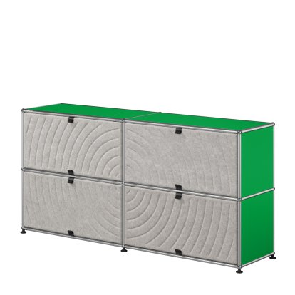 Buffet USM Haller L avec USM Soft Panels, rond, Vert USM, Gris