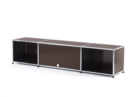 Meuble TV bas Lowboard  USM Haller avec porte escamotable, Marron USM