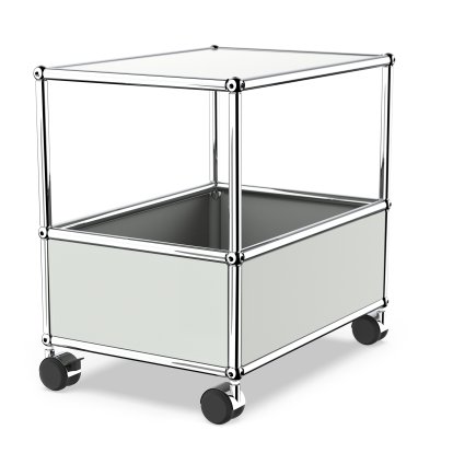 USM Haller table de bar, Sans poignée à chariot, Gris clair RAL 7035, Souples pour sols durs