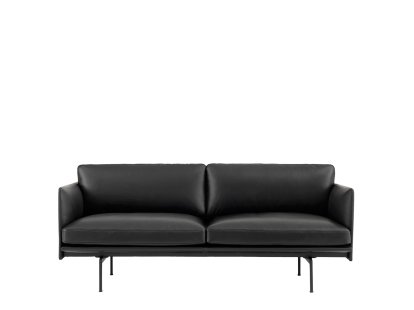 Canapé Outline , 2 places, Cuir noir, Aluminium, noir