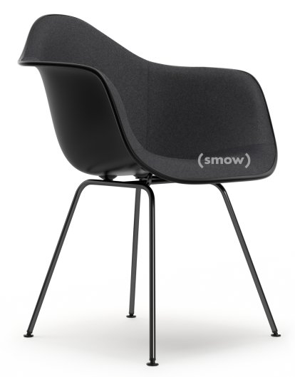 Eames Plastic Armchair RE DAX, Noir profond  , Rembourrage intégral, Gris foncé, Version standard - 43 cm, Revêtement basic dark