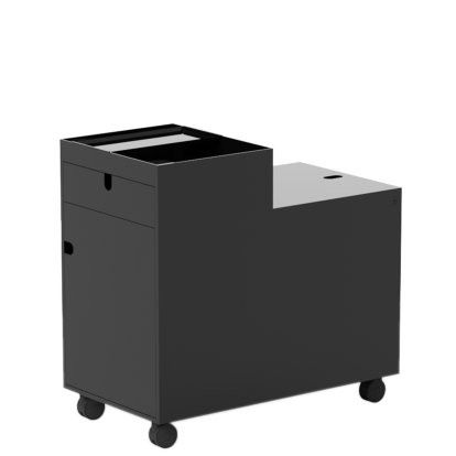 Caisson roulant Next, H 57 cm, Noir, Avec porte