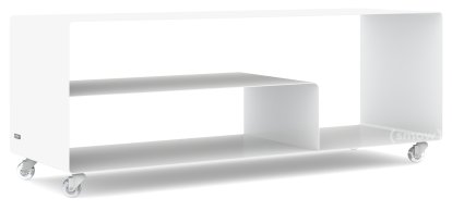 Sideboard R 111, Monochrome, Blanc de sécurité (RAL 9003), Roulettes transparentes