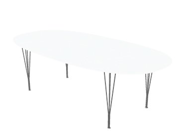 Table Superellipse, 240 x 120 cm, Stratifié blanc avec bord aluminium