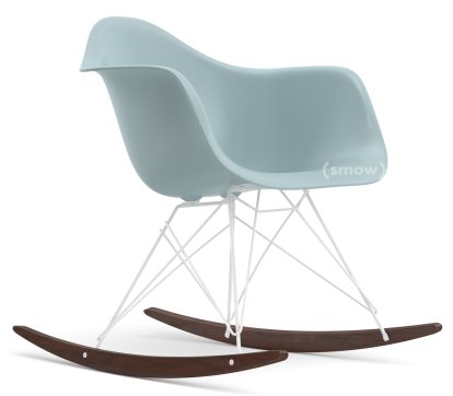 Fauteuil Eames Plastic Armchair RE RAR, Gris bleuté, Revêtement blanc, Érable foncé