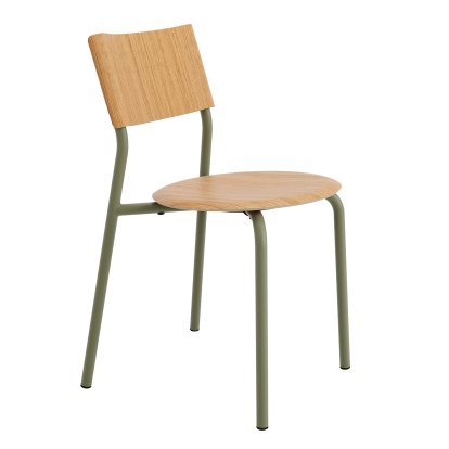 Chaise SSD, métal/bois, Chêne, Vert kaki