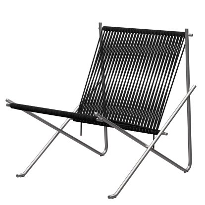 Chaise PK4 , Noir, Acier inox, brossé