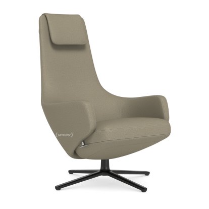 Fauteuil Repos, Fauteuil Repos, Tissu Dumet mélange beige, 40 cm, Noir basic