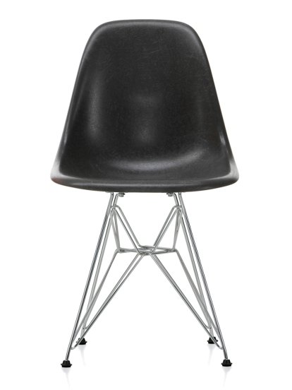 Eames Fiberglass Chair DSR, Eames elephant hide grey, Poli chromé