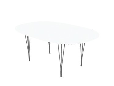 Table Superellipse, 180 x 120 cm, Stratifié blanc avec bord aluminium