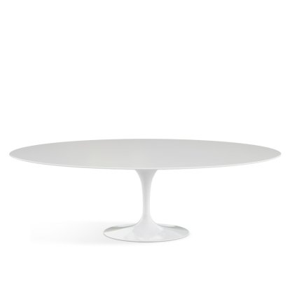 Table à manger ovale Saarinen, L 244 cm x l 137 cm, Blanc, Stratifié blanc