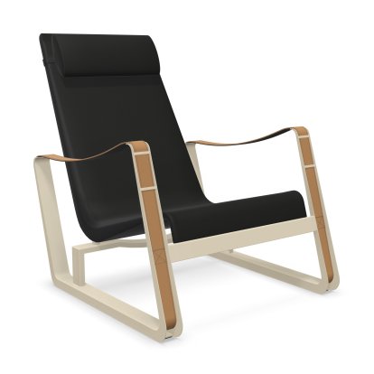 Fauteuil Cité, Piétement écru/cuir nero