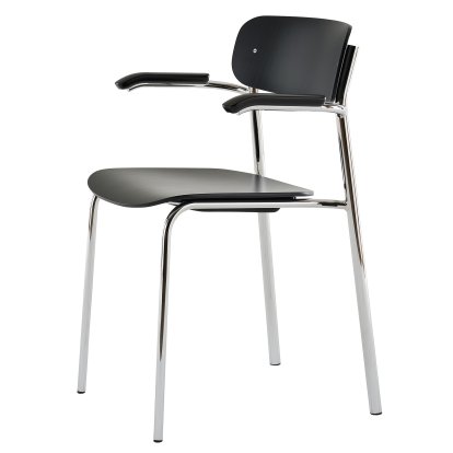 S 243 F Fauteuil, Chrome, Hêtre teinté noir (TP 29)