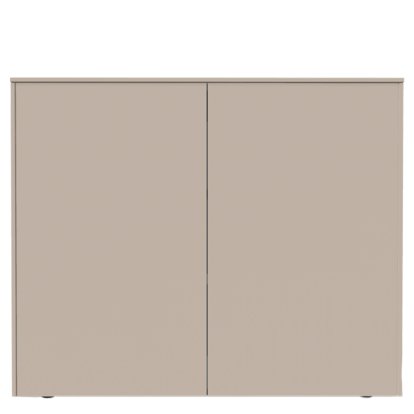 Buffet Aventa Sideboard avec portes, 120 cm, 4 Grilles de hauteur, Mélamine gris cachemire, Patin en plastique