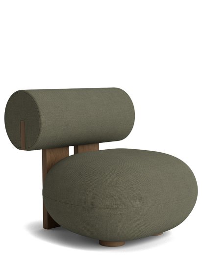 Fauteuil Lounge Hippo, Tissu Fiord gris-vert, Chêne fumé clair