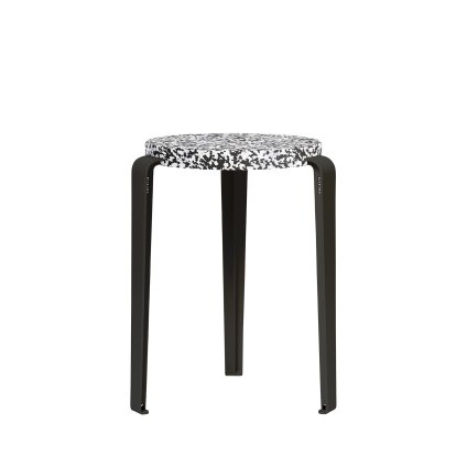 Tabouret Lou, plastique recyclé, Macchiato, Noir graphite