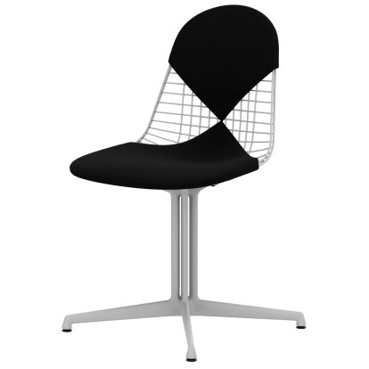 Chaise Wire Chair DKL, Revêtement blanc, Coussin pour assise et dossier (Bikini), Nero