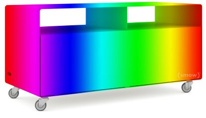 Meuble TV R 108, Bicolore au choix (RAL Classic), Roulettes industrielles