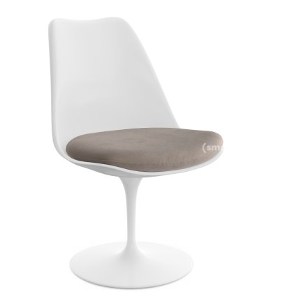 Chaise Tulip Saarinen, Statique, Coussin d'assise, Blanc, Beige (Eva 177)