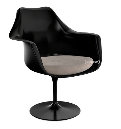 Fauteuil Tulipe Saarinen, Rotatif, Coussin d'assise, Noir, Beige (Eva 177)