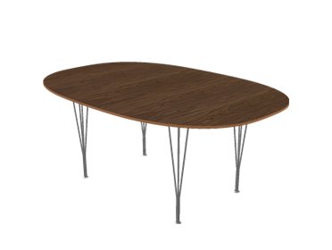 Table Superellipse, 180 x 120 cm, Noyer avec bord en placage