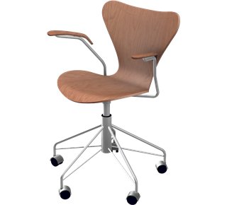Série 7 Chaise de bureau pivotante 3217, Bois laqué clair, Cerisier naturel 