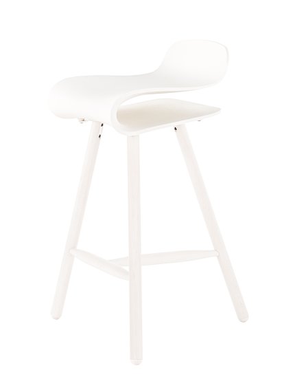 Tabouret de bar BCN Wood, Blanc, Hêtre, couleur de la coque