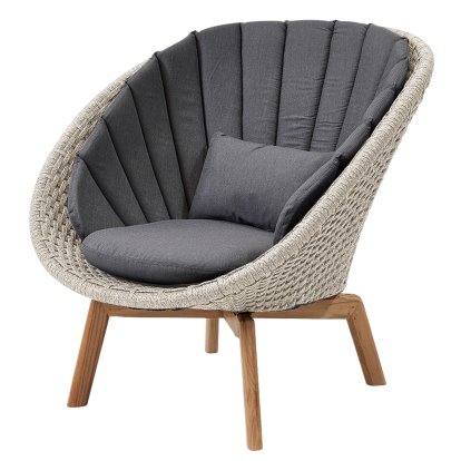 Fauteuil lounge Peacock, Medium flat soft Rope - Sand, Natté - Gris