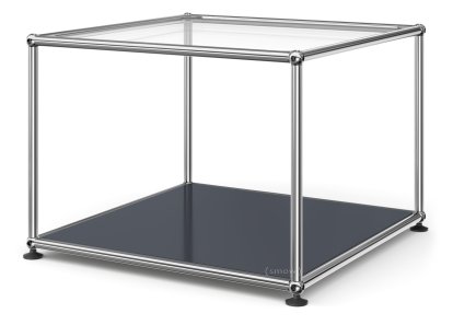 Table d'appoint 50 USM Haller, Panneau supérieur en verre, panneau inférieur en métal, Anthracite RAL 7016