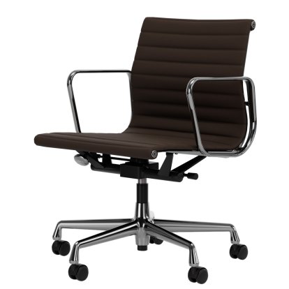 Aluminium Chair EA 117, Poli, Cuir Premium F, Marron