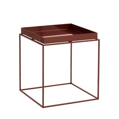 Table avec plateau Tray , H 40/44 x L 40 x P 40 cm, Chocolat - Haute brillant