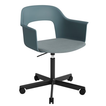 Chaise pivotant Layout 243 avec accoudoirs et assise rembourrée, Océan / Mode 045, Aluminium thermolaqué noir 