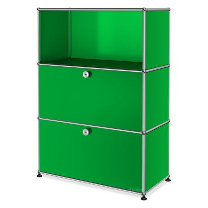 Meuble haut Highboard M USM Haller, personnalisable, Vert USM, Ouvert, Avec  porte abattante, Avec  porte abattante