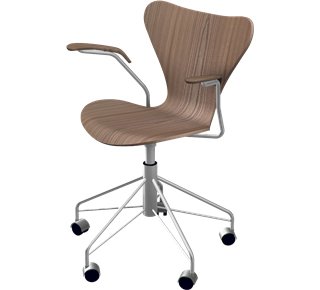 Série 7 Chaise de bureau pivotante 3217, Bois laqué clair, Orme naturel