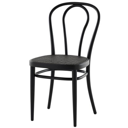 Chaise de bistrot 218 / 218 M bois courbé, Hêtre teinté noir, Cannage dark melange