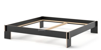 Lit Siebenschläfer, 200 x 200 cm, Sans tête de lit, Noir, Sans sommier