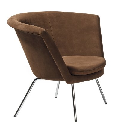 Fauteuil H57, Chromé, Cuir suède, Mocca