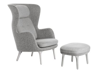 Fauteuil Ro, Gris clair , Avec repose-pied