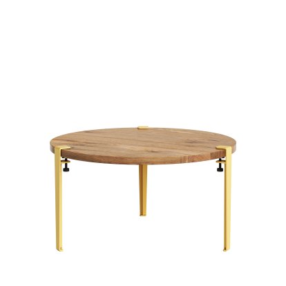 Table basse Brooklyn Tiptoe, Chêne ancien recyclé, Jaune brioche